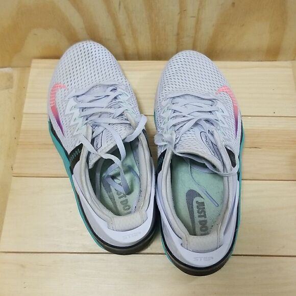 Nike Metcon 6 FlyEase VI Grey Aqua Crimson Training Shoes women’s 9 1/2 - Picture 5 of 9